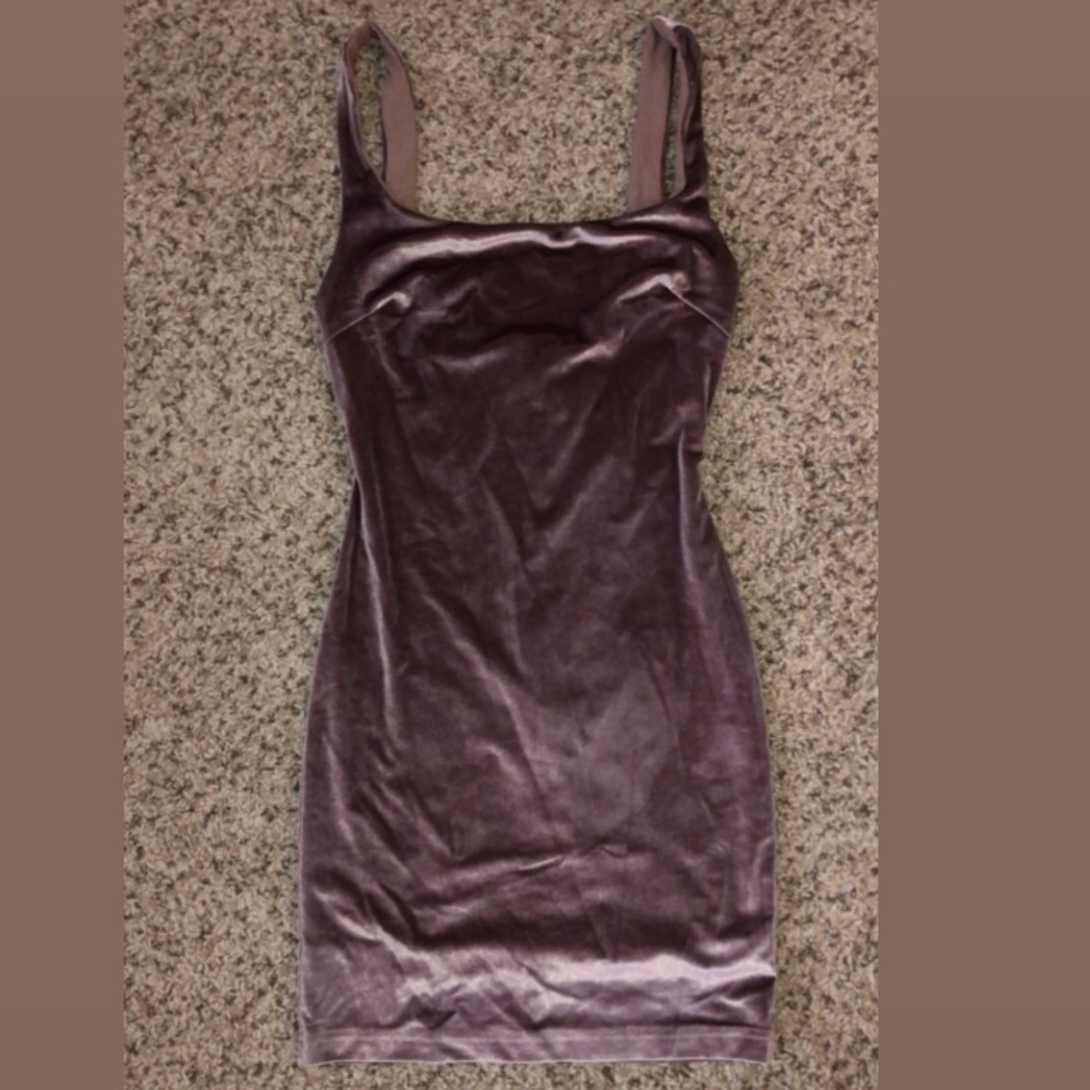 Brown velvet bodycon mini dress